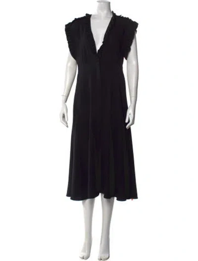 Pre-owned Iro V-neck Midi Length Dress In Black