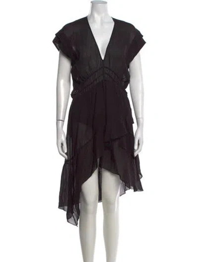 Pre-owned Iro V-neck Midi Length Dress In Black