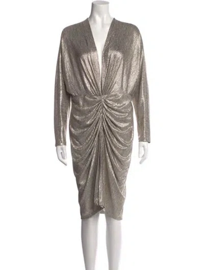 Pre-owned Iro V-neck Midi Length Dress In Gold/metallic