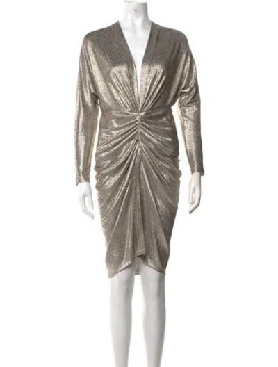 Pre-owned Iro V-neck Midi Length Dress In Gold/metallic