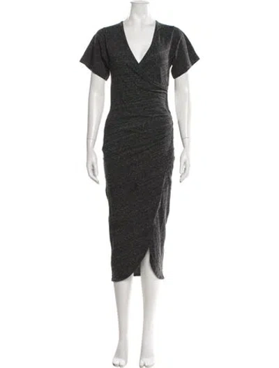 Pre-owned Iro V-neck Midi Length Dress In Gray