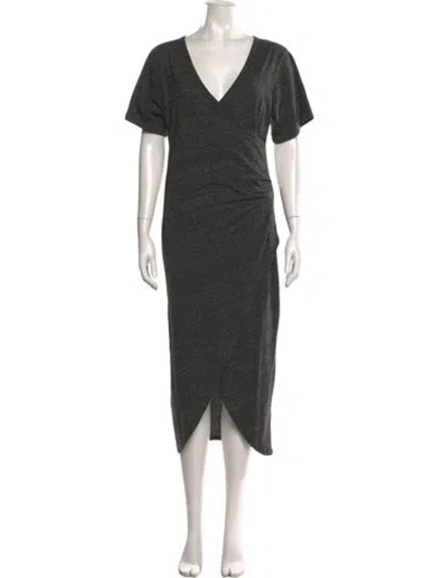Pre-owned Iro V-neck Midi Length Dress In Gray