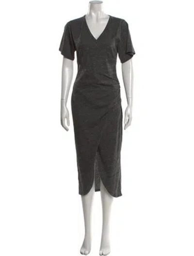 Pre-owned Iro V-neck Midi Length Dress In Gray