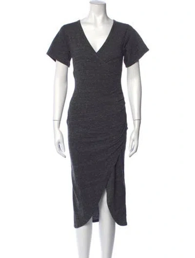 Pre-owned Iro V-neck Midi Length Dress In Grey