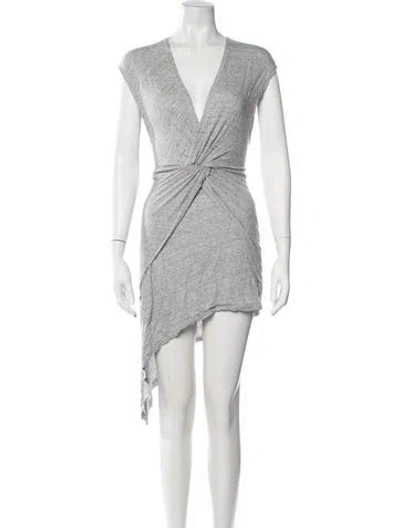 Pre-owned Iro V-neck Midi Length Dress In Grey