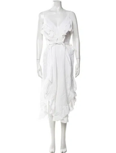 Pre-owned Iro V-neck Midi Length Dress In Neutrals/white