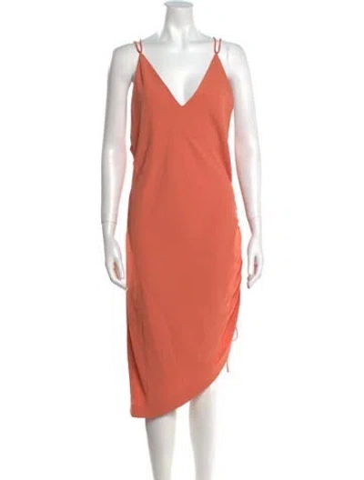 Pre-owned Iro V-neck Midi Length Dress In Orange