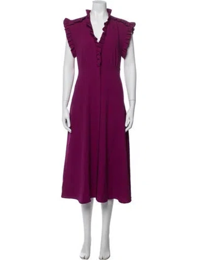 Pre-owned Iro V-neck Midi Length Dress In Purple