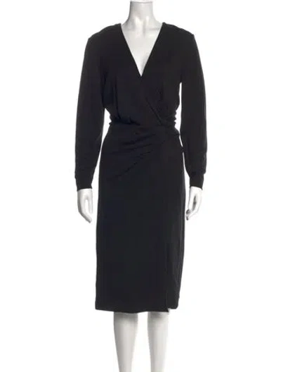 Pre-owned Iro V-neck Midi Length Dress W/ Tags In Black