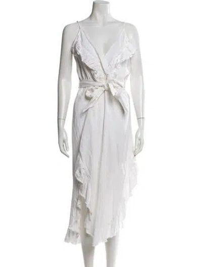 Pre-owned Iro V-neck Midi Length Dress In White
