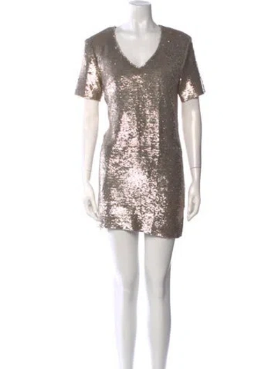 Pre-owned Iro V-neck Mini Dress In Gold