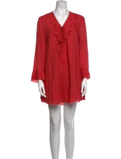 Pre-owned Iro V-neck Mini Dress In Red