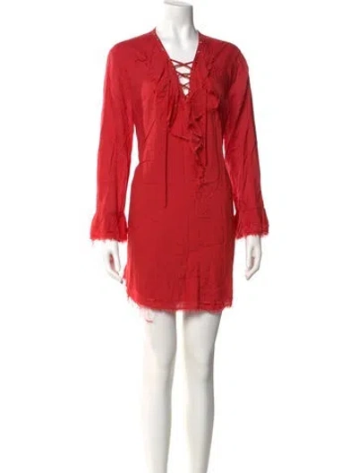 Pre-owned Iro V-neck Mini Dress In Red