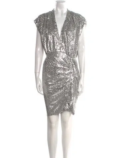 Pre-owned Iro V-neck Mini Dress W/ Tags In Silver