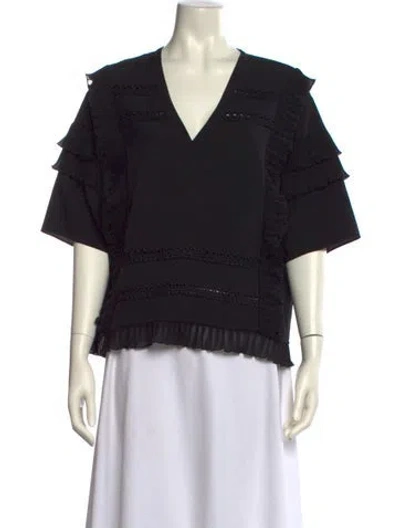 Pre-owned Iro V-neck Short Sleeve Blouse In Black