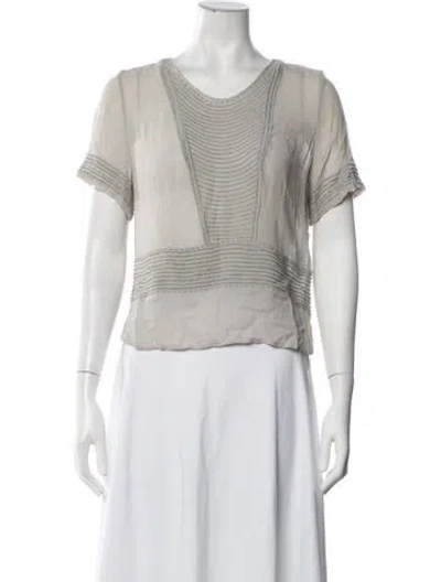 Pre-owned Iro V-neck Short Sleeve Blouse In Blue