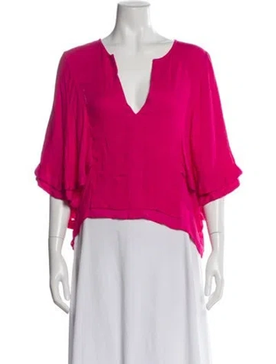 Pre-owned Iro V-neck Short Sleeve Blouse In Pink