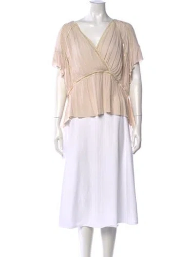Pre-owned Iro V-neck Short Sleeve Blouse In White