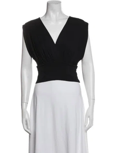 Pre-owned Iro V-neck Short Sleeve Crop Top In Black