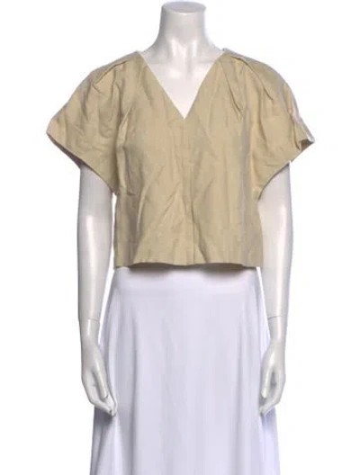 Pre-owned Iro V-neck Short Sleeve Crop Top In Neutral