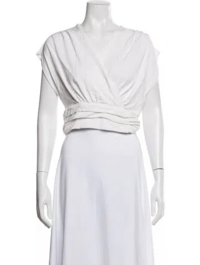 Pre-owned Iro V-neck Short Sleeve Crop Top In White