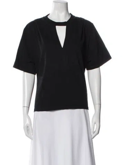 Pre-owned Iro V-neck Short Sleeve Top In Black