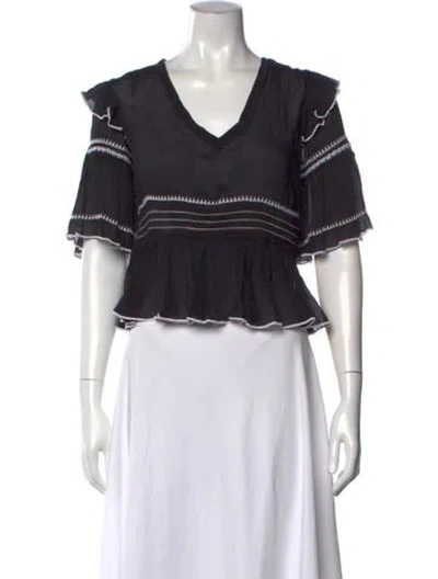Pre-owned Iro V-neck Short Sleeve Top In Black