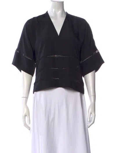 Pre-owned Iro V-neck Short Sleeve Top In Black