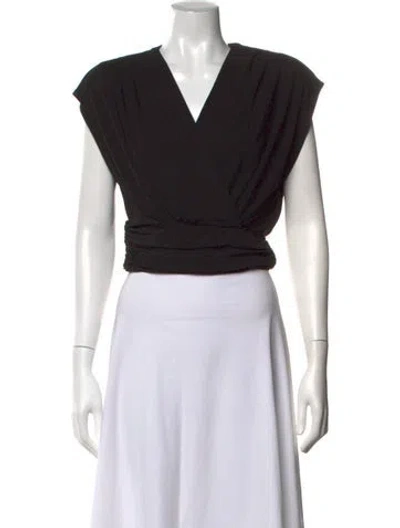 Pre-owned Iro V-neck Short Sleeve Top In Black