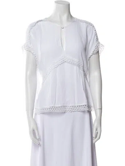 Pre-owned Iro V-neck Short Sleeve Top In White