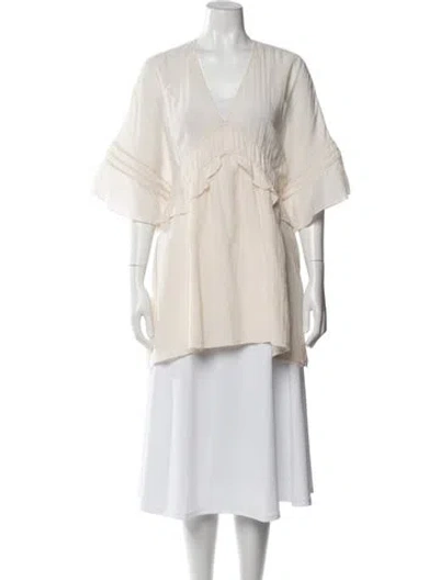 Pre-owned Iro V-neck Short Sleeve Tunic In Neutral