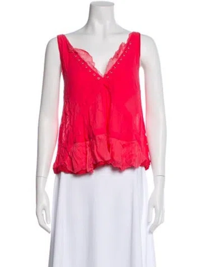 Pre-owned Iro V-neck Sleeveless Blouse In Red