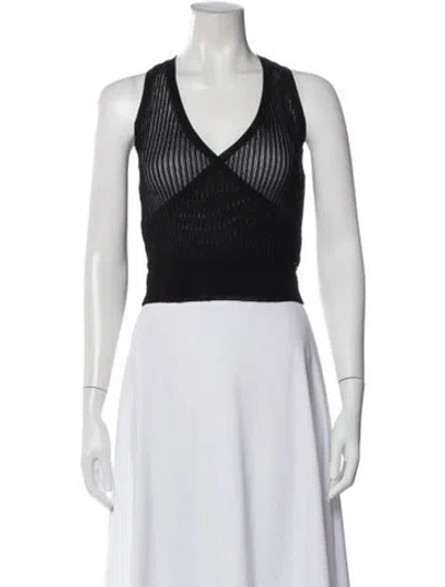 Pre-owned Iro V-neck Sleeveless Crop Top In Black