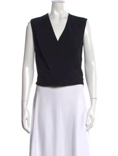 Pre-owned Iro V-neck Sleeveless Crop Top In Black