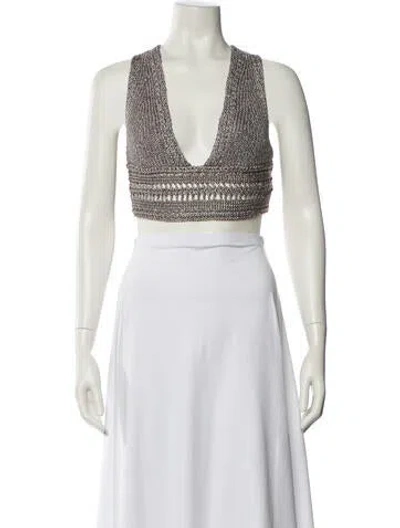 Pre-owned Iro V-neck Sleeveless Crop Top In Blue