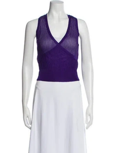 Pre-owned Iro V-neck Sleeveless Crop Top In Purple