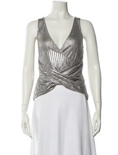 Pre-owned Iro V-neck Sleeveless Crop Top In Silver
