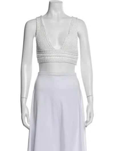Pre-owned Iro V-neck Sleeveless Crop Top In White
