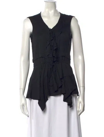 Pre-owned Iro V-neck Sleeveless Top In Black