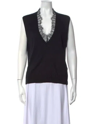 Pre-owned Iro V-neck Sleeveless Top In Black