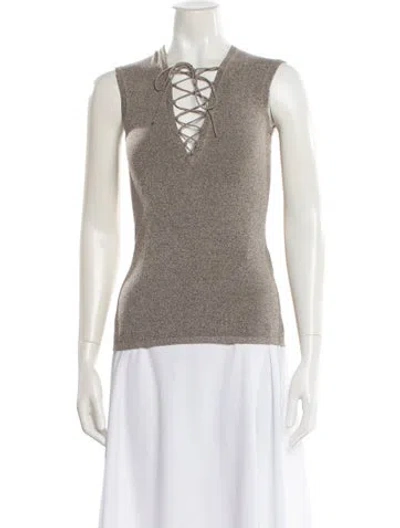 Pre-owned Iro V-neck Sleeveless Top In Brown