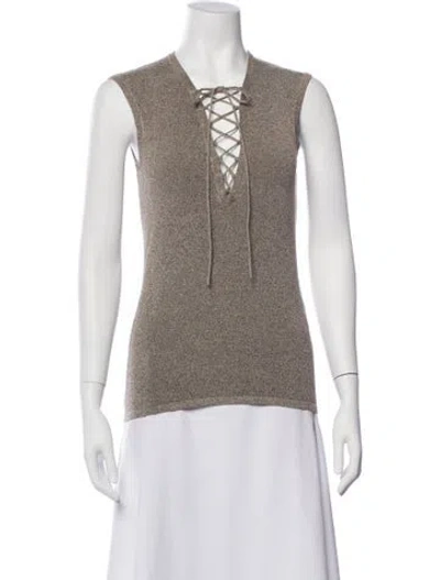 Pre-owned Iro V-neck Sleeveless Top In Brown
