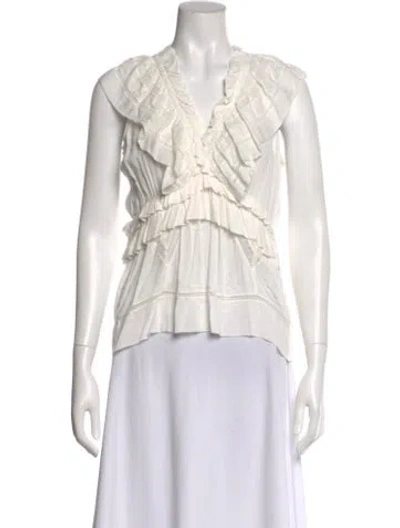 Pre-owned Iro V-neck Sleeveless Top In White