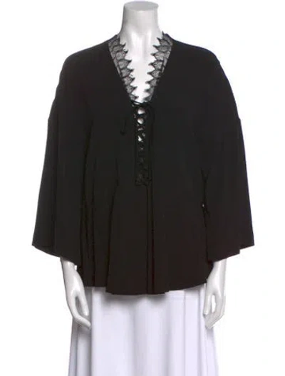 Pre-owned Iro V-neck Three-quarter Sleeve Blouse In Black
