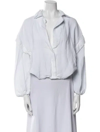 Pre-owned Iro V-neck Three-quarter Sleeve Blouse In Blue