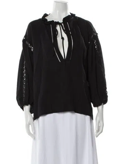 Pre-owned Iro V-neck Three-quarter Sleeve Blouse In Gray