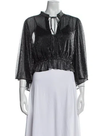 Pre-owned Iro V-neck Three-quarter Sleeve Crop Top In Black