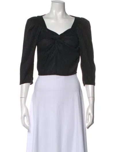 Pre-owned Iro V-neck Three-quarter Sleeve Crop Top In Black