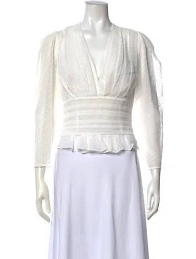 Pre-owned Iro V-neck Three-quarter Sleeve Crop Top In Neutral