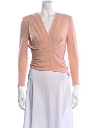 Pre-owned Iro V-neck Three-quarter Sleeve Crop Top In Pink